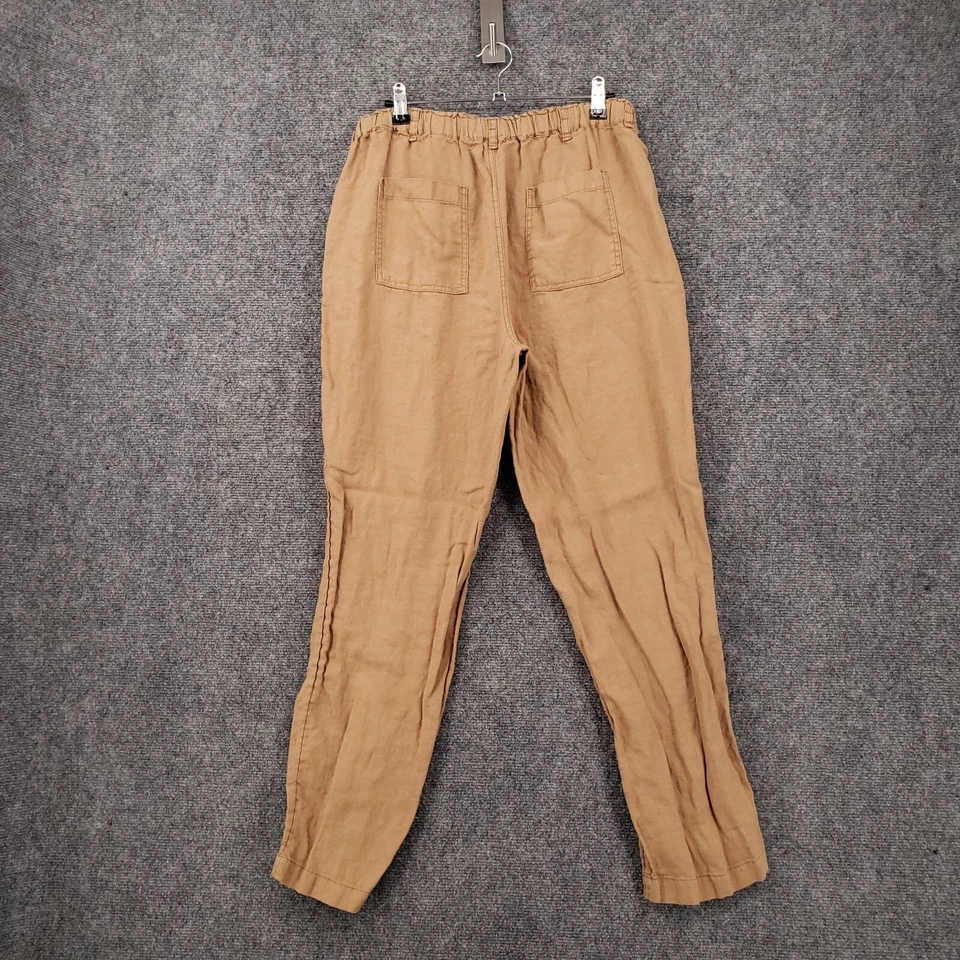 C&C California Pants Womens M Medium Brown Linen Elastic Waist Pull On Ankle - Image 2 of 4
