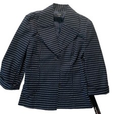 RAFAELLA Women's Navy Blue Blazer - Navy Blue/White Print - S: Small
