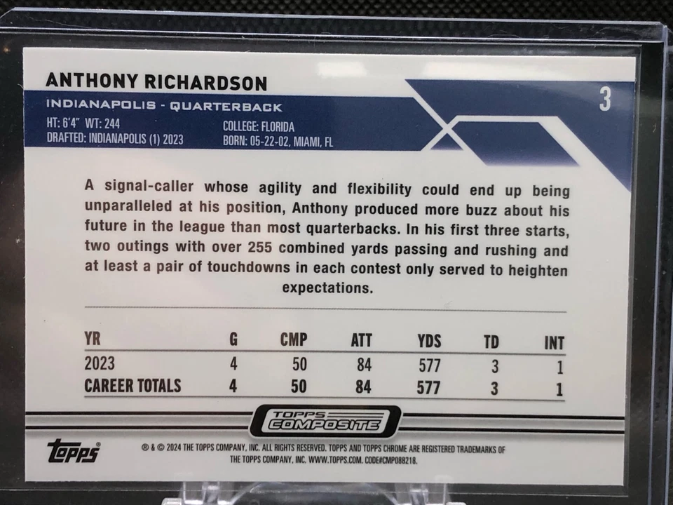 Anthony Richardson (3) 2023 Topps Composite Chrome Rookie Card Lot #3, 353 + RV3 - Image 3 of 4