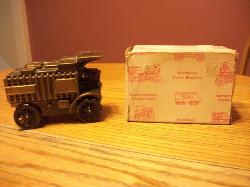 Vintage 1906 Mack Truck Metal Coin Bank with Original Box