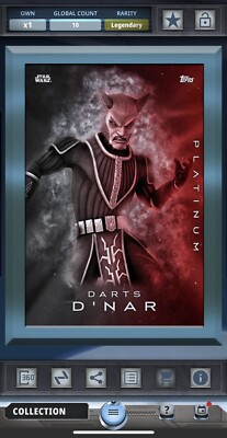 Topps Digital Star Wars Card Trader Darts D'nar GILDED LEGENDARY 10cc!!