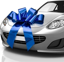 - Big Car Bow - Glossy Blue, 30 Inch - Giant Car Bow for Birthday, Christmas, We