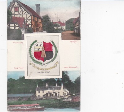 Worcester Doppelansicht mit Wappen Farbpostkarte (1905)