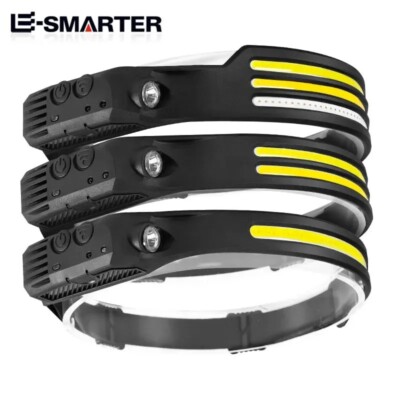 Induction Headlamp COB LED Sensor Built-in Battery Flashlight USB Rechargeable