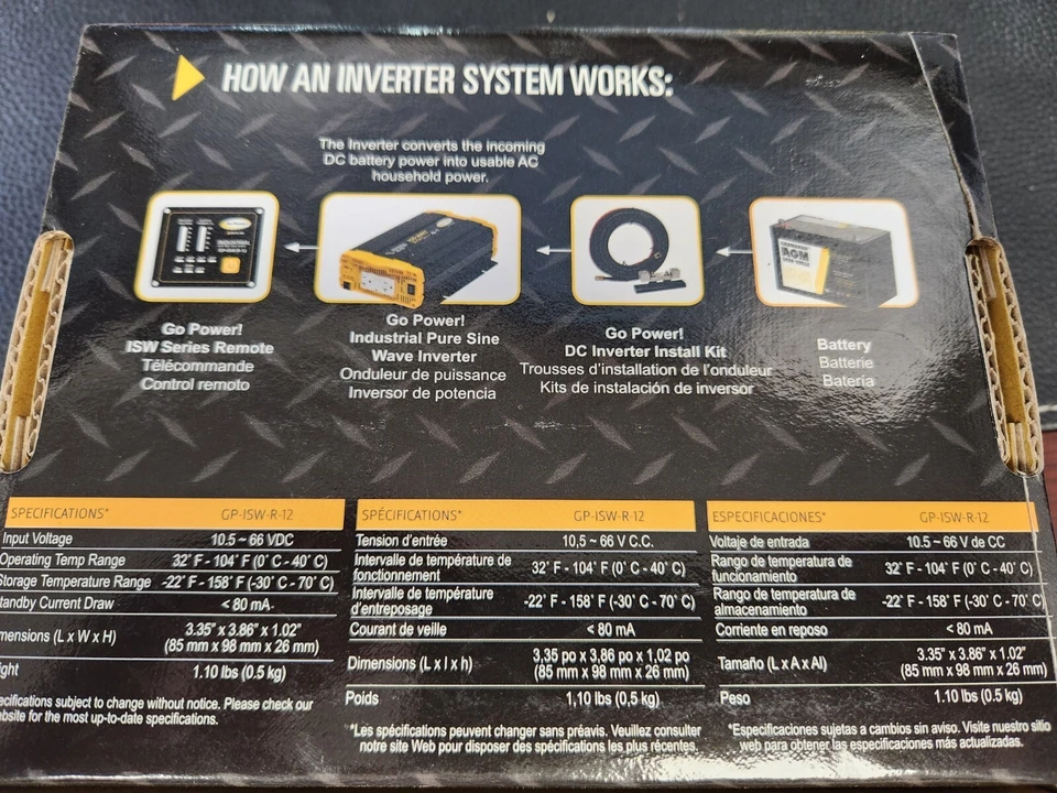 Go Power! 79999 GP-ISW-R-12 Industrial Pure Sine Wave Inverter Remote - 12 Volt  - Image 2 of 4