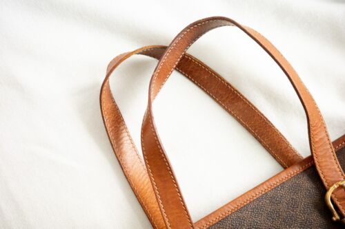 CELINE Hand Bag PVC Leather Macadam Brown Auth from JAPAN - Picture 6 of 17
