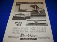 1944 BLACKBURN DART "TORPEDO BOMBER"..1-PAGE SALES AD..(980JJ)