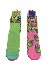 Nickelodeon SpongeBob SQUAREPANTS 2 pair Crew Socks Shoe Size 6.5-12 NWT