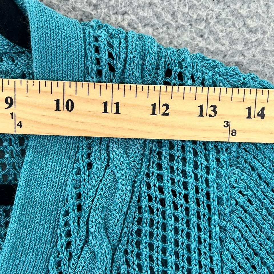 Cárdigan suéter para mujer PENDLETON grande pequeño tejido con cable abierto con botones azul Foto 4 de 4