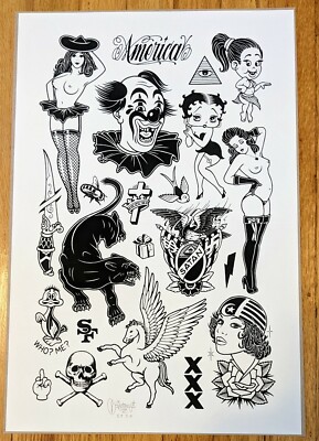 Mike Giant America Flash Tattoo America Graffiti Print Signed 2020 