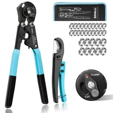 SHALL 2-IN-1 Pex Crimping Clamp Cinch & Remove Tool with Pipe Hose Cutter