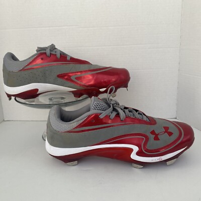 Under Armour スパイク シルバー/レッド Under Armour baseball cleats Men size 12 Red Grey | eBay