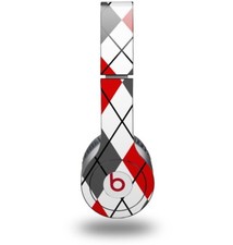 Skin for Beats Solo HD Headphones Argyle Red Gray by WraptorSkinz