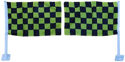 2 Pack Yellow & Black Checkered DOUBLE Sided 12''x18'' Nylon Car Flag