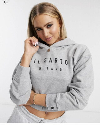 IL Sarto Milano Grey Cropped hoodie jumper sweater tracksuit XXS Size JD  Sport