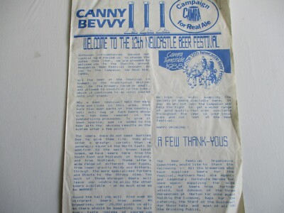 CAMRA newsletter Tyneside branch Canny Bevvy 1988 rare