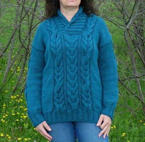 Men Wool Sweater Crew Neck,Hand Knit 