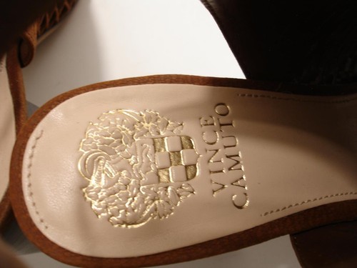 Women's 8.5 W Vince Camuto Badesti Dark Walnut Brown Slingback Sandals Booties - Picture 11 of 11
