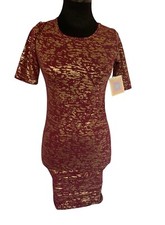 Lularoe NWT Julia Dress Burgundy W/Gold XXS Holiday Party