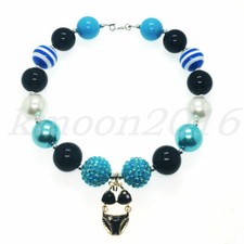 Fashion Women Black Bikini Pendant Chunky Beads Kids Gumball Bubblegum Necklace