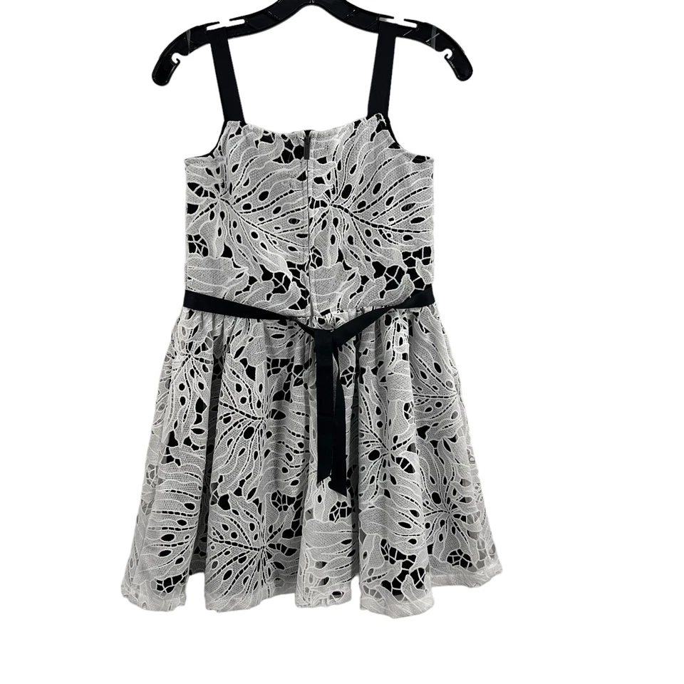 Vestido forrado sin mangas blanco y negro de Calvin Klein para niñas talla 14 Foto 3 de 4