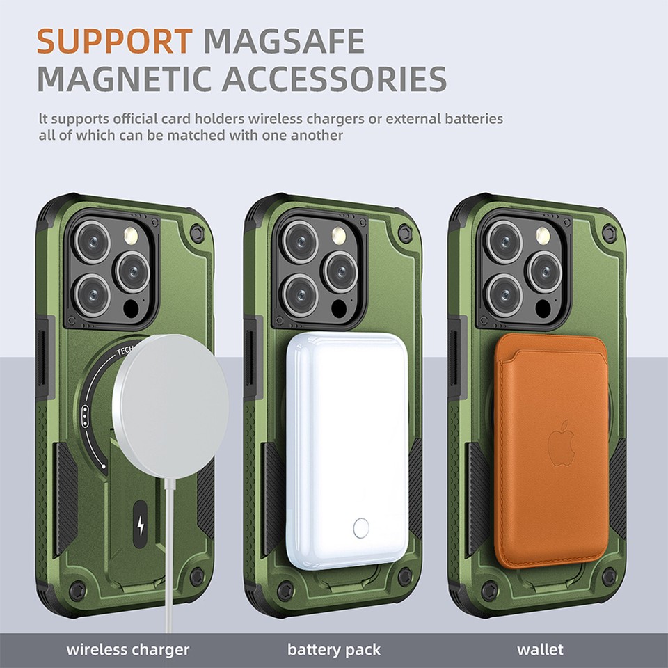 For iPhone 17 Pro Max 16e 15 14 13 12 11 Magnetic Ring Stand Armor ...