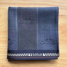 VINTAGE HANDKERCHIEF MEN'S COTTON ART BLUE TAXI CHECKER POCKET SQUARE 18" A-0246