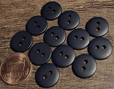 12 Domed Top Matte Dark Navy Blue Plastic Sew-through Buttons 1/2" 13mm 14252