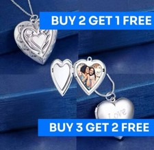 925 Sterling Silver Oval Locket Necklace Pendant Photo with Chain Christmas Gift