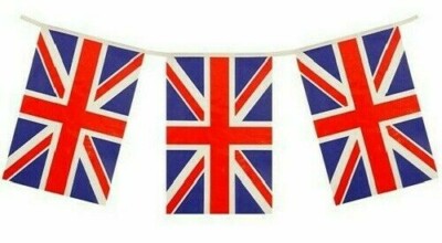 Union Jack Kunststoff Wimpelkette britische Flagge VE Tag quadratisch hängende Dekorationen 6 Meter