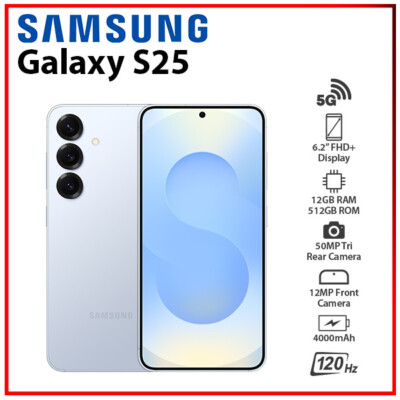 Samsung Galaxy S25 5G 12GB+512GB ICYBLUE Dual SIM Unlocked Android Cell Phone