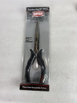 Rapala 8.5in Stainless Steel Pliers Black Handle Stainless Steel. RSSP8
