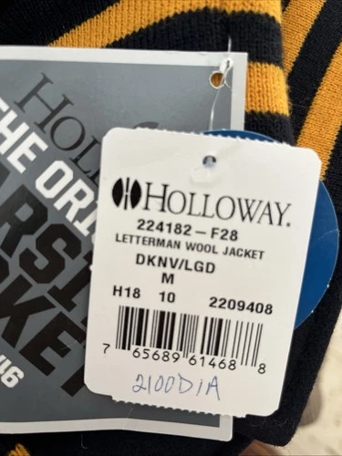 NWT Holloway Wool Varsity Jacket Size M Quilt Lined Letterman Bomber Navy Blue image 6