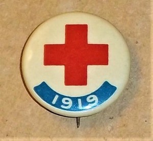 1919 RED CROSS PINBACK BUTTON, WHITEHEAD & HOAG CO., NEWARK, NEW JERSEY