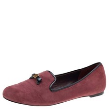 Tory Burch Burgundy Suede Smoking Slippers Size 38.5