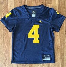 Air Jordan Kids Michigan Wolverines #4 Football DE'VEON SMITH Jersey Blue Size 7
