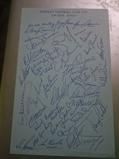 1960's  Burnley Printed Team  Autographs
