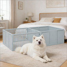 Large 2-Room Dog Whelping Box for Puppies with Removable Doors, Non-Slip