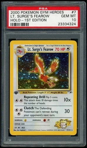 2000 Pokemon Gym Heroes LT. Surge's Fearow Holo-1st Edition 7