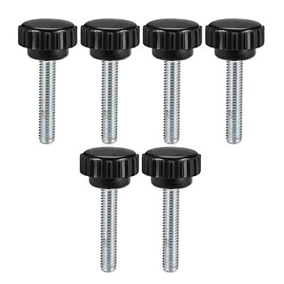 M6 x 35mm Male Thread Knurled Clamping Knobs Grip Thumb Screw on Type 6 Pcs