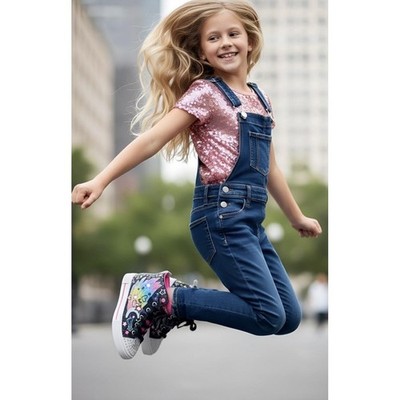 Skechers Girls Twinkle Toes Light Up High-Top Sneakers Black Multi Size 11