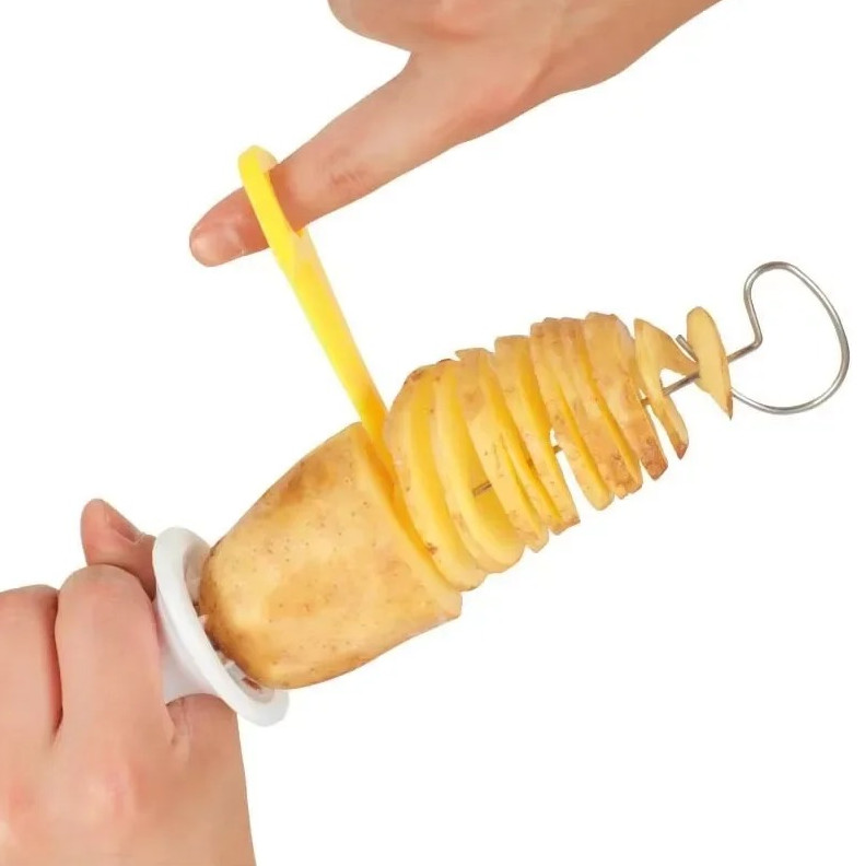 Spiral Potato Cutter Stainless Steel Vegetable Slicer Kitchen Tool NEW
