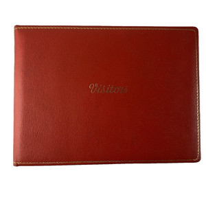 Vintage Leathersmith Red Visitors Book Made In England Real Leather