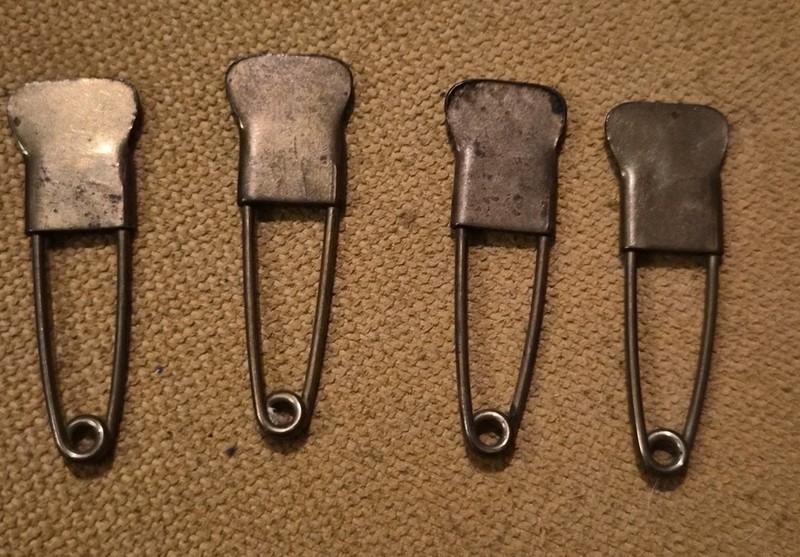 LOT 4 Vintage Laundry Pins Brass 2" No Stamp Blank Blanket Military