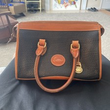 Borsa a tracolla vintage Dooney & Bourke nera marrone pelle ciottolata