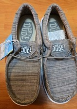 Hey Dude WALLY YOUTH Stone Linen Round Toe Slip On Shoes Youth 3/35 DISPLAY