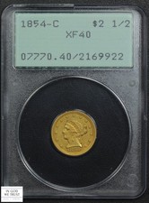 1854 Charlotte $2.50 Liberty Head Gold Quarter Eagle RATTLER OGH PCGS XF 40