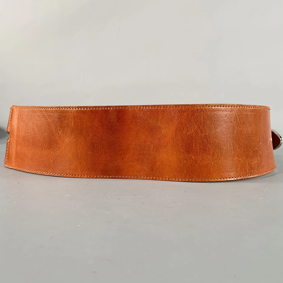 Cinturón envolvente de cuero marrón plateado talla M OSCAR DE LA RENTA Foto 3 de 4