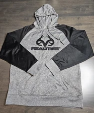 Realtree Men's Hoodie Size M Black and Gray Outdoors Hunting Pullover 