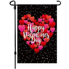 Valentines Day Flag,12x18 Inch Valentines Heart Garden Flag Double Sided Decorat